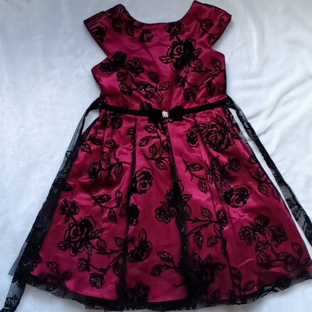 Black and Red Formal, Floral Dress size 10